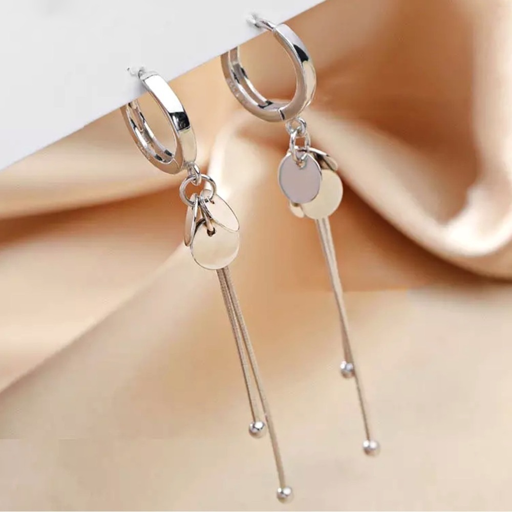 New Silver Minimalist Geometric Drop Earrings